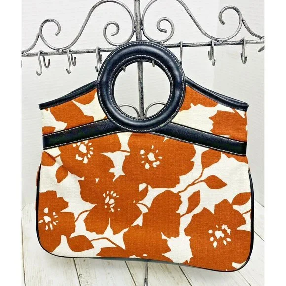 Old Navy Floral Clutch - Orange and Black - Picture 1 of 10